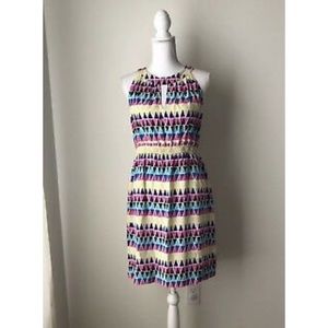 Kate Spade Dress Multicolored Shapes Silk Sz 10